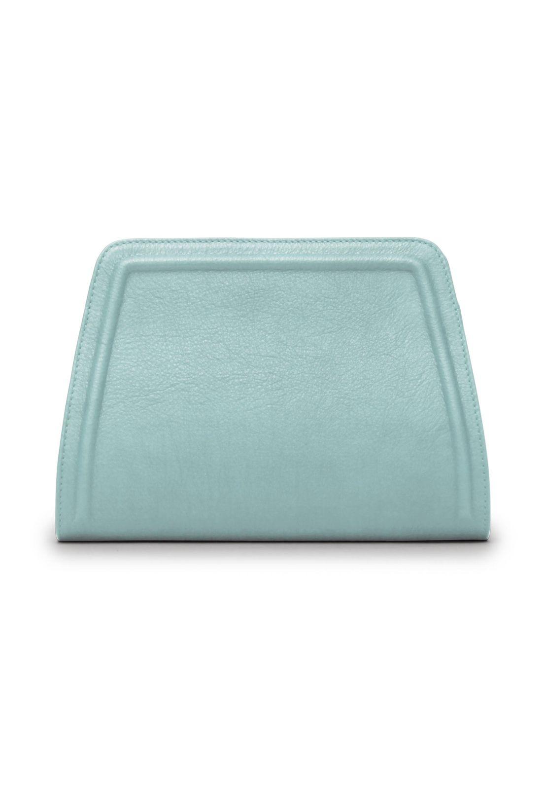 a light blue purse on a white background