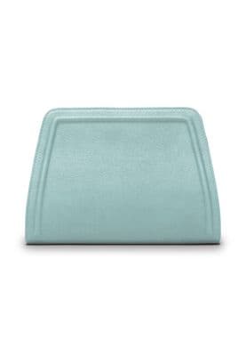 a light blue purse on a white background