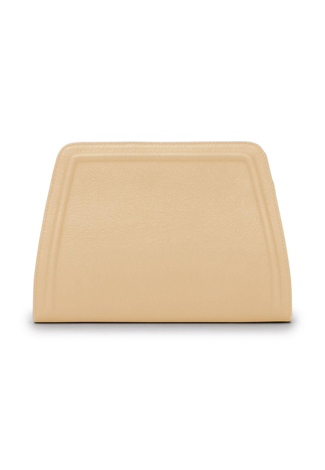 a beige leather tray on a white background