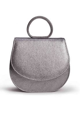 a silver purse on a white background