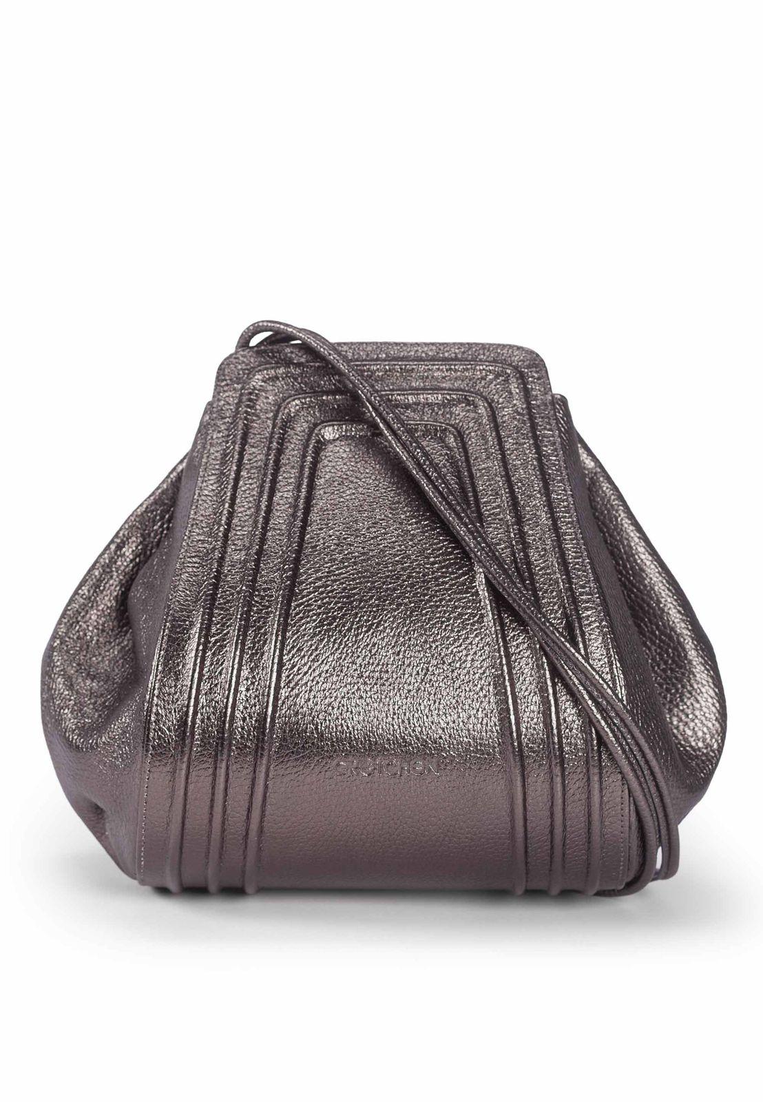 a metallic purse on a white background