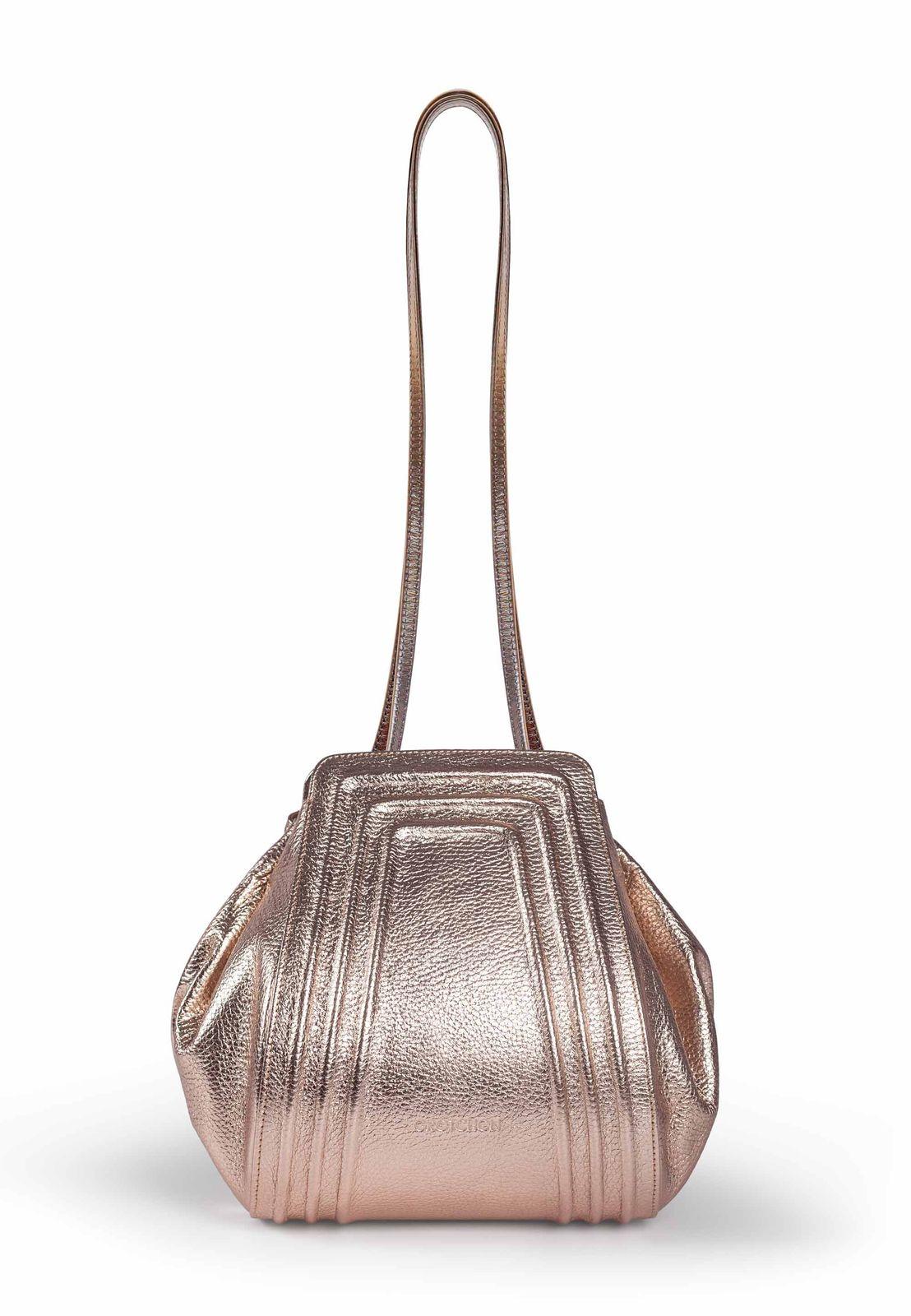 a metallic purse on a white background