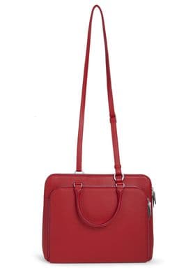 a red handbag on a white background