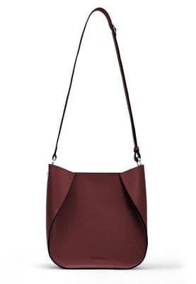 a red handbag on a white background