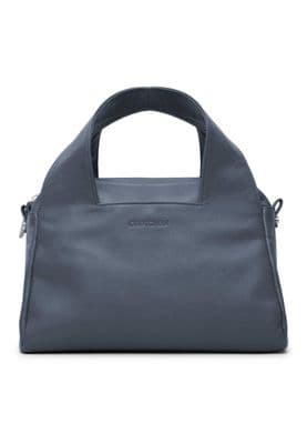 a grey handbag on a white background