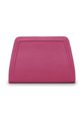 a pink leather purse on a white background
