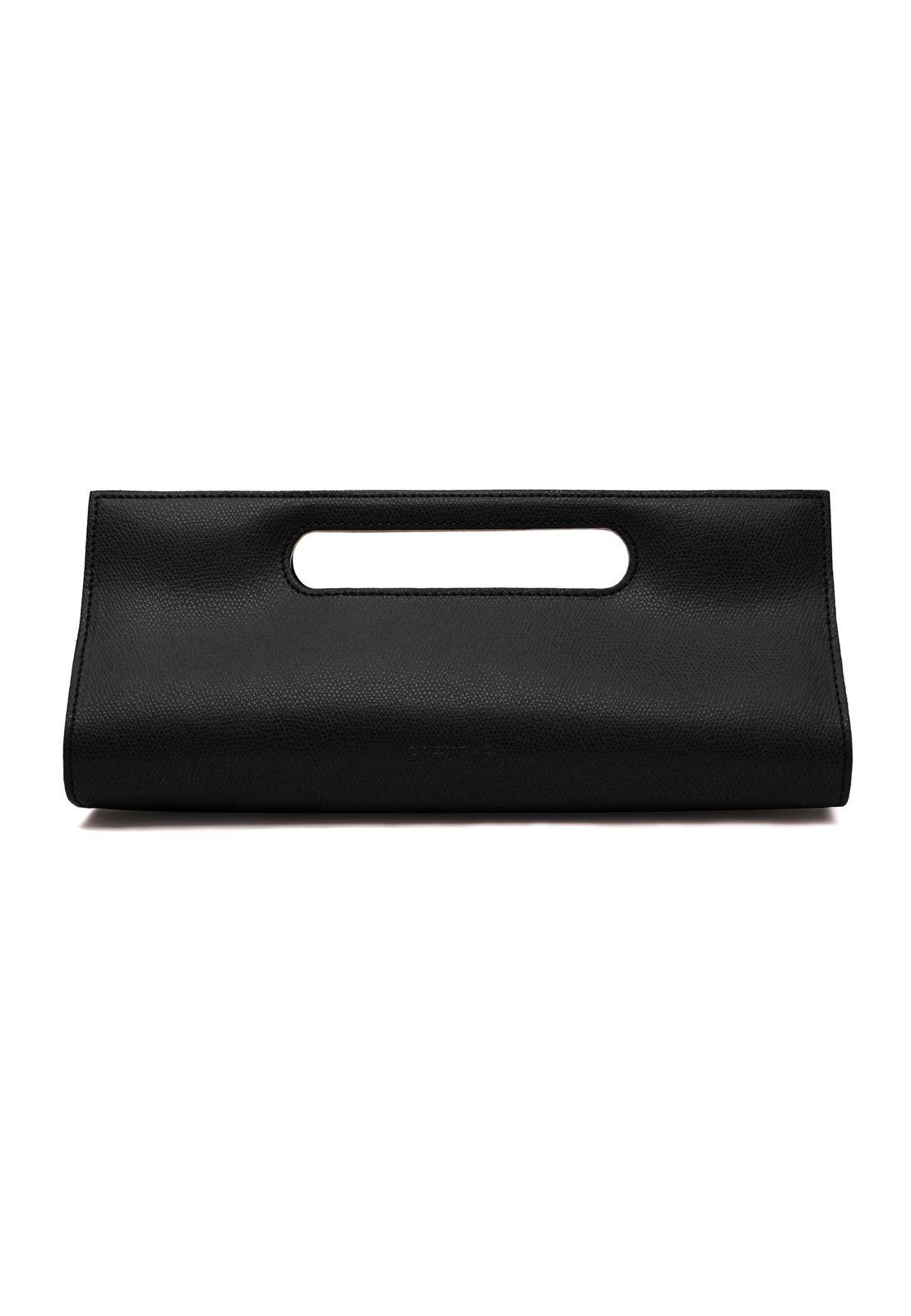 a black clutch bag on a white background