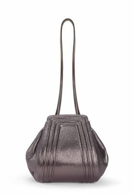 a metallic purse on a white background