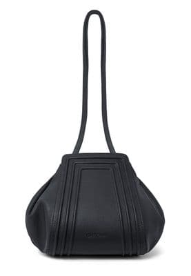 a black handbag on a white background