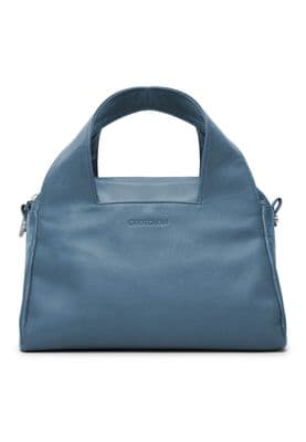 a blue handbag on a white background