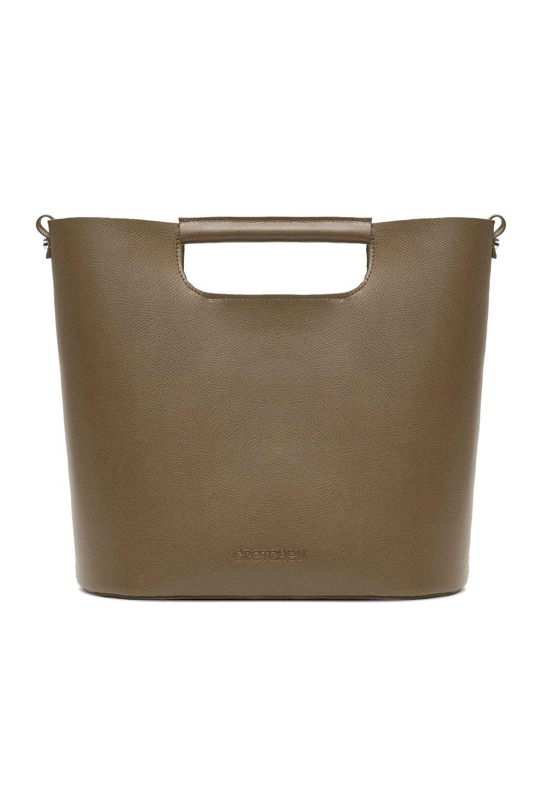 a tan leather tote bag with a handle