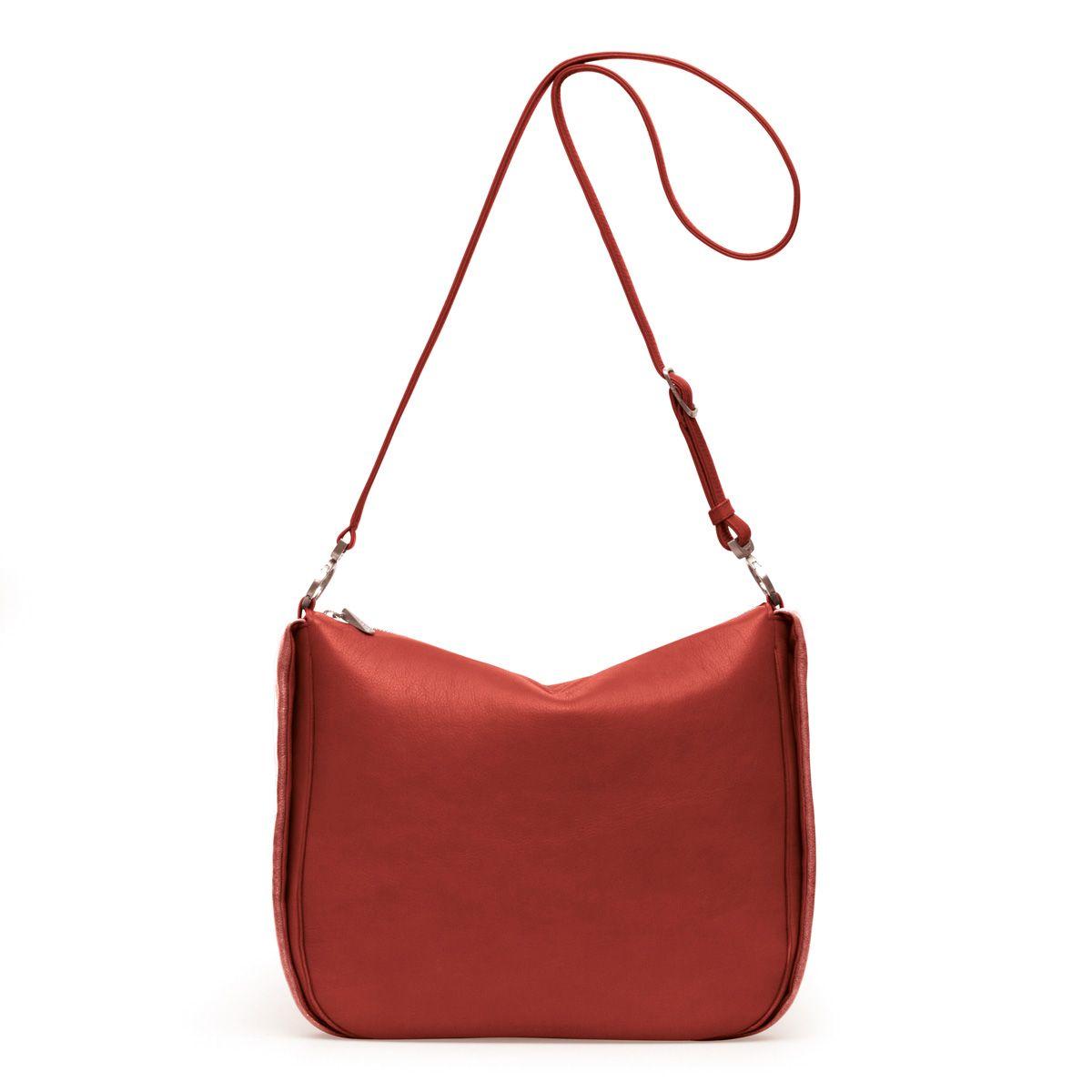 a red handbag on a white background