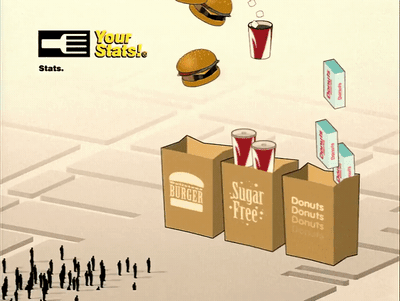 a group of people standing around boxes of food