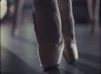 a close up of a person's ballet shoes