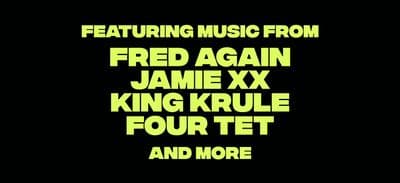a black background with green text that reads, featuring music from red again, jamie