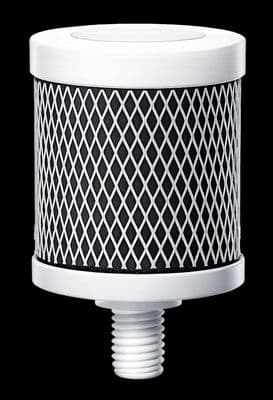 a close up of a black and white object on a black background