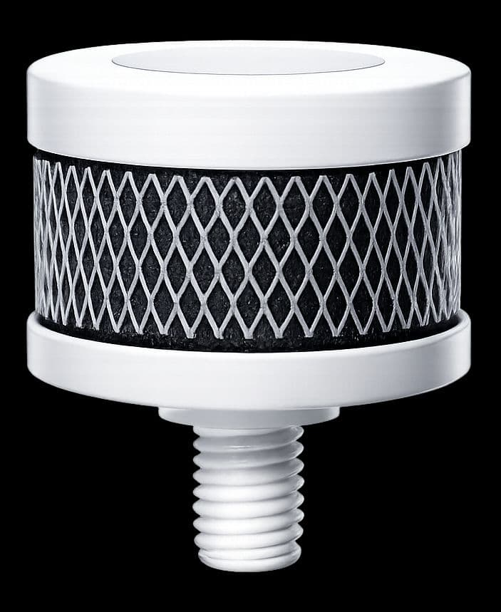 a black and white picture of a round knob