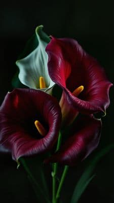 a close up of two flowers in a vase