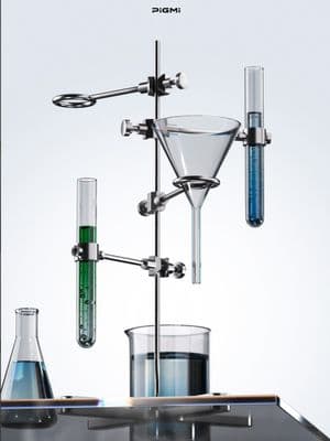 a science experiment with beakles and beakles filled with liquid