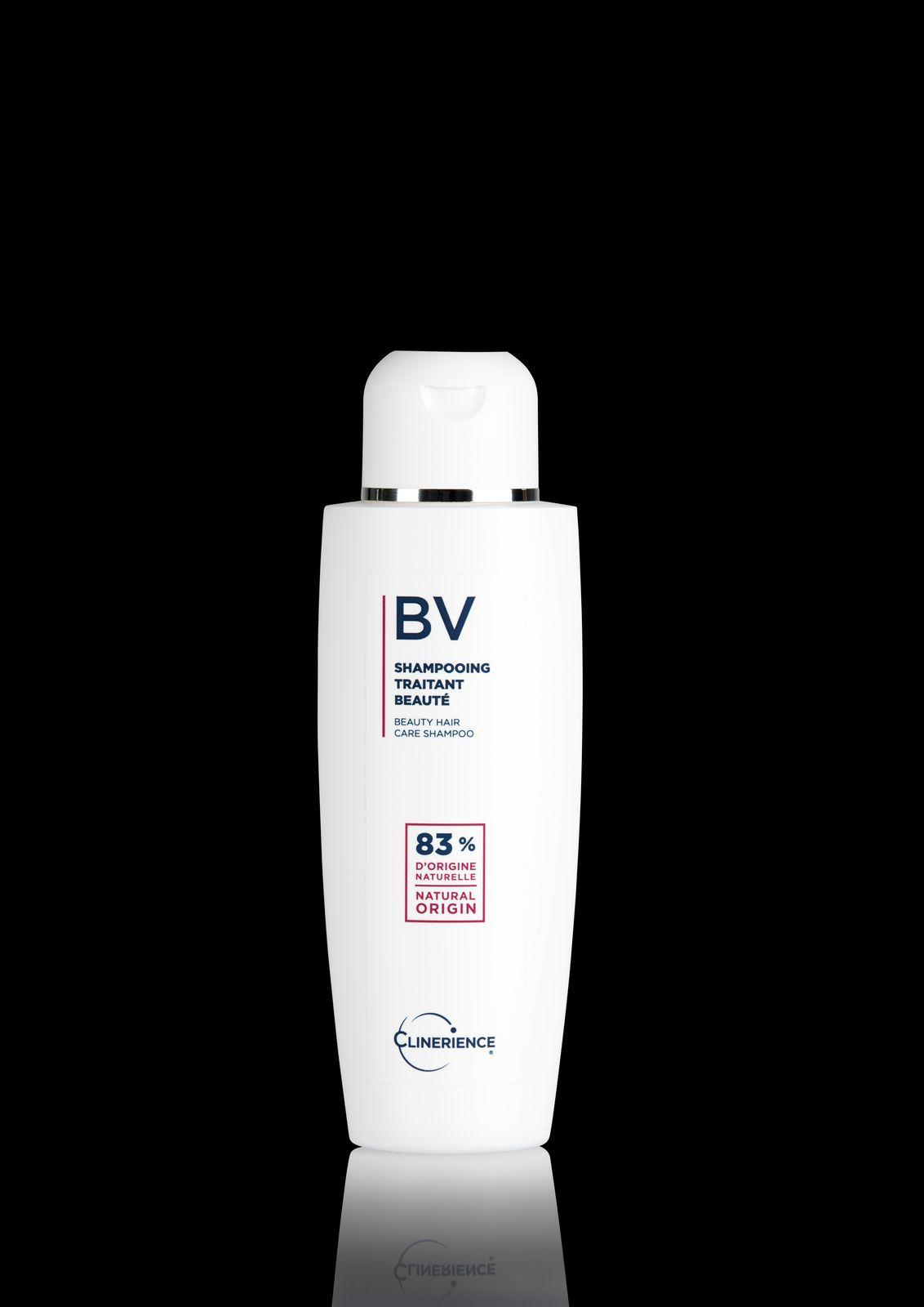 a bottle of shampoo on a black background