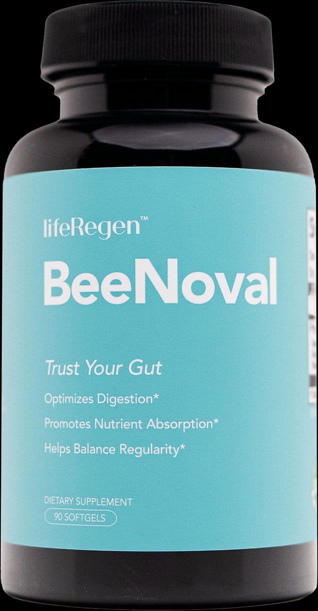 a bottle of beenoval on a black background