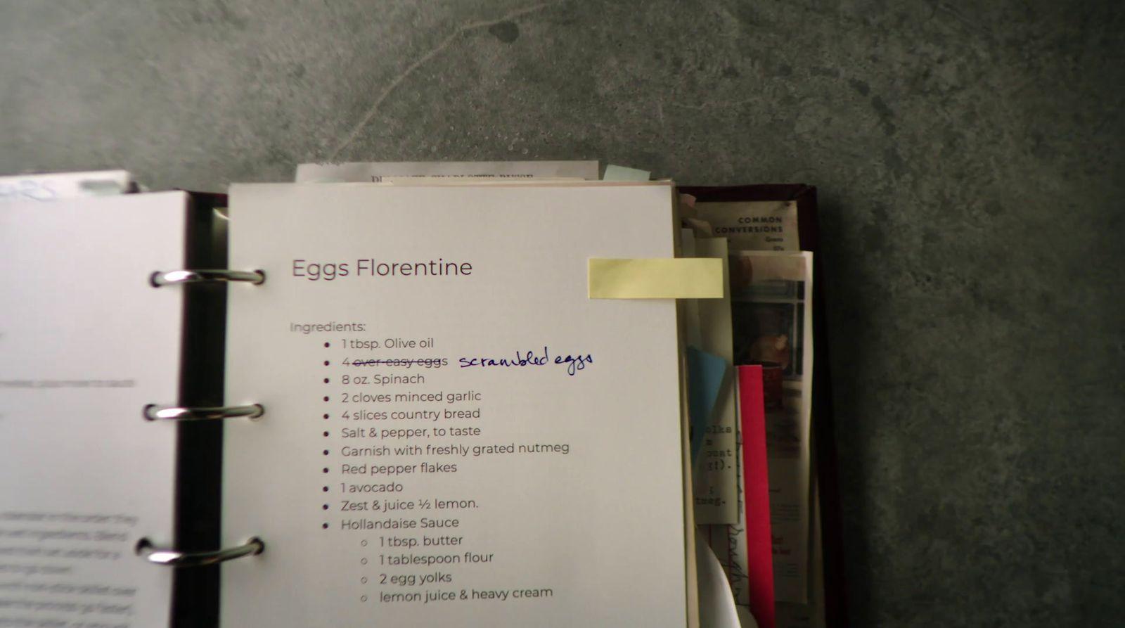 a binder with a list of things in it