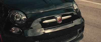 a close up of the front of a black car