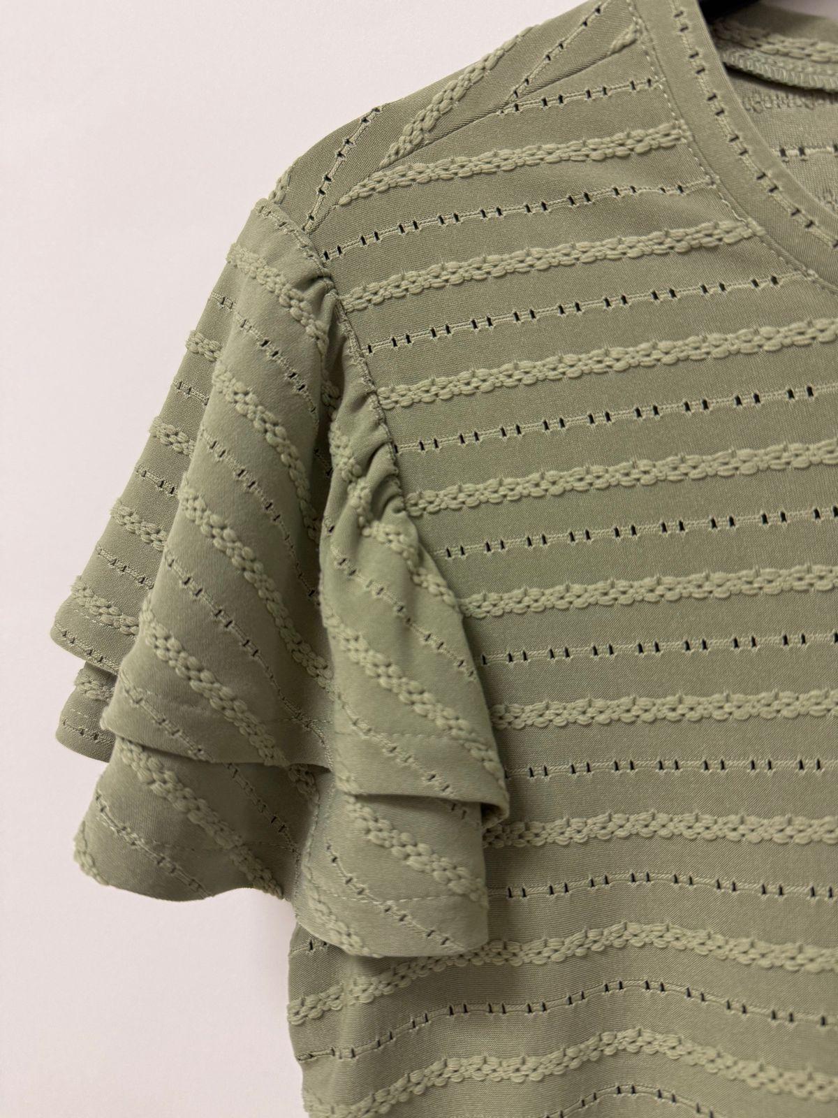 a close up of a green sweater on a mannequin