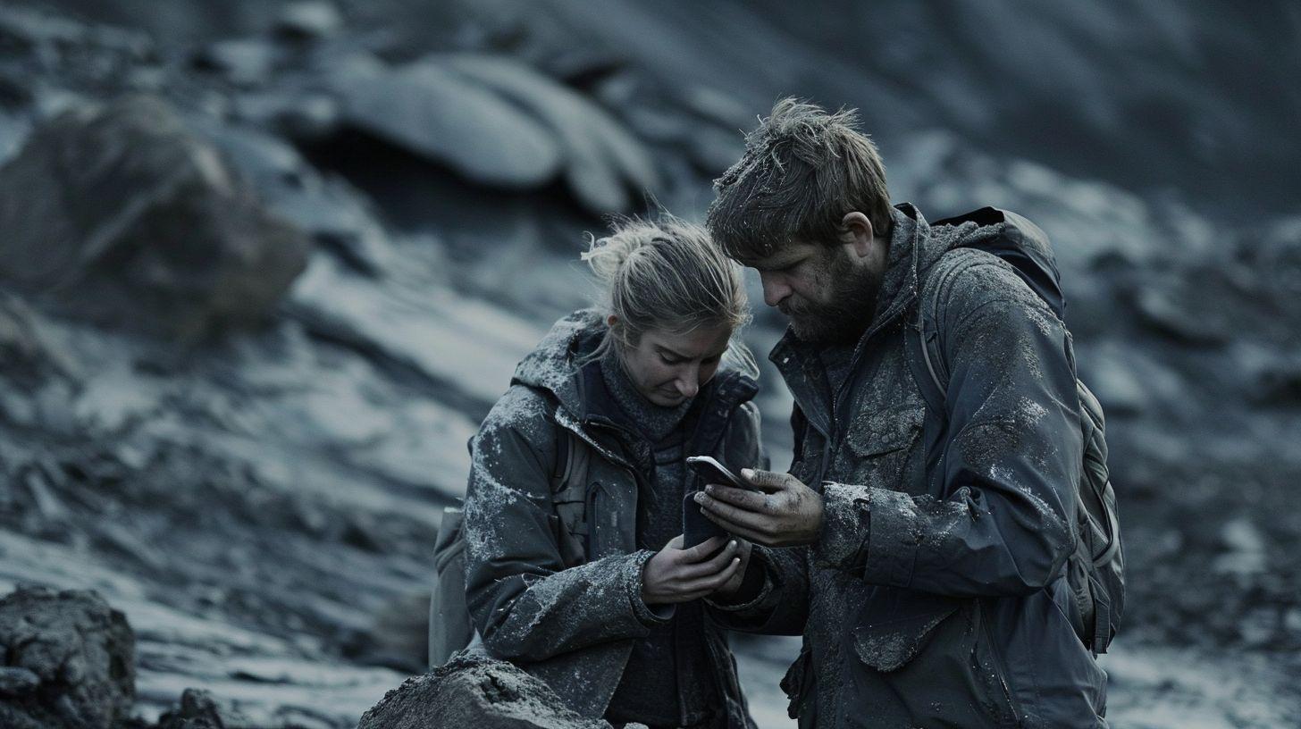 a couple of people that are looking at a cell phone