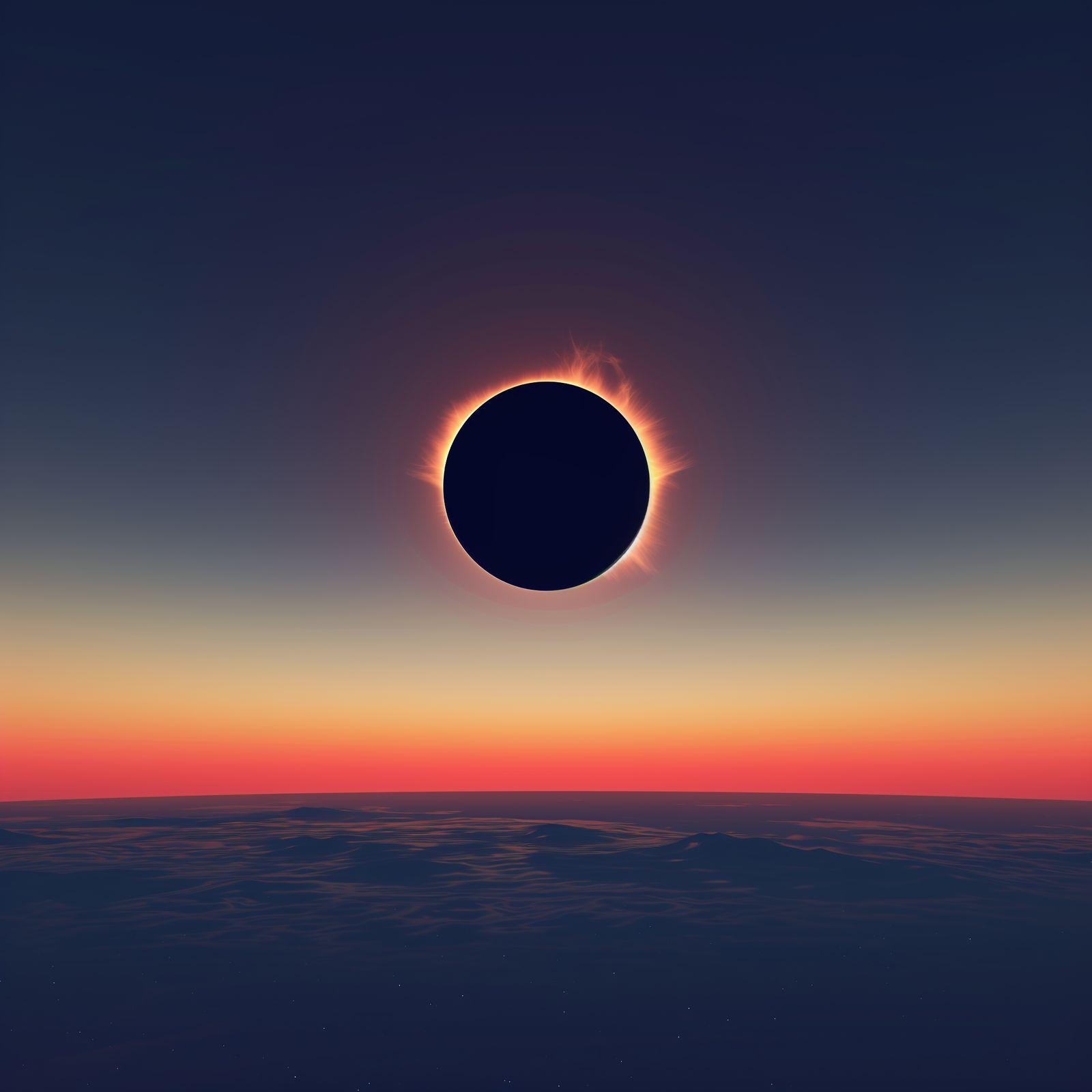 a solar eclipse in the sky over the ocean