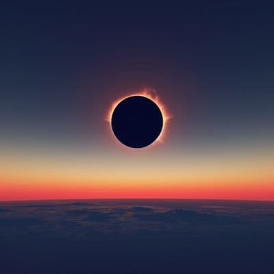 a solar eclipse in the sky over the ocean