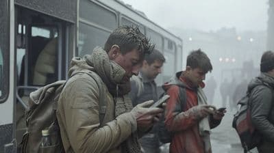a group of people standing next to a train