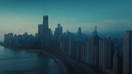 a view of a large city with tall buildings