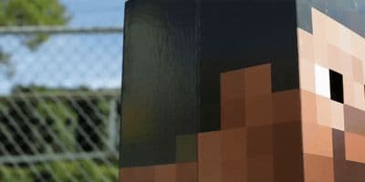 a close up of a box with a face on it