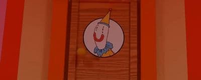 a picture of a cartoon character on a door