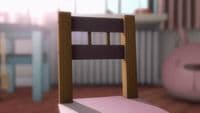 a wooden chair sitting on top of a wooden floor