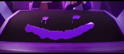 a purple car with a smiley face painted on it