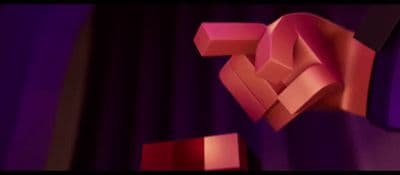 a purple background with a red and black design