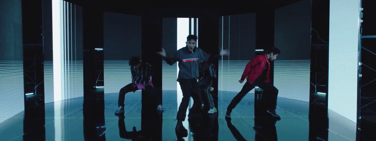 a group of people standing in a room