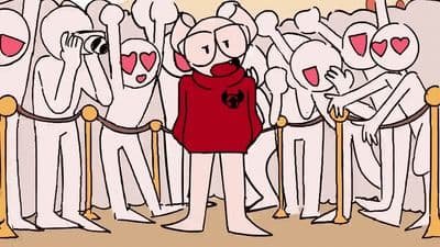 a person standing in front of a line of people
