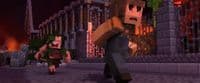 a couple of people in a minecraft environment