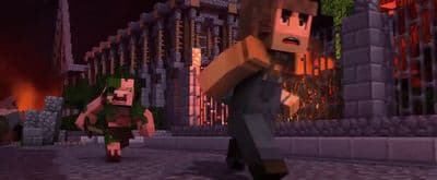 a couple of people in a minecraft environment