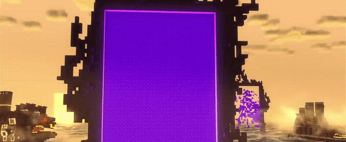 a tall building with a purple door in the middle of a city