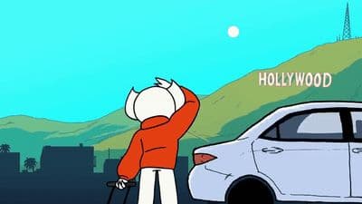 a cartoon of a man standing next to a car