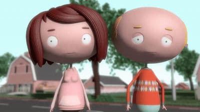 a couple of cartoon characters standing next to each other