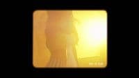 a woman standing in front of a yellow light
