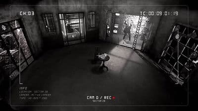 a black and white photo of a room with a bench