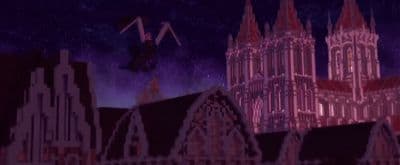 a computer generated image of a cathedral at night
