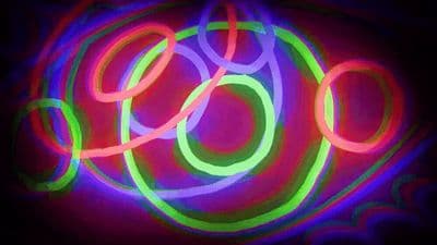 a blurry photo of a neon colored object