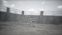 a blurry photo of a person playing soccer